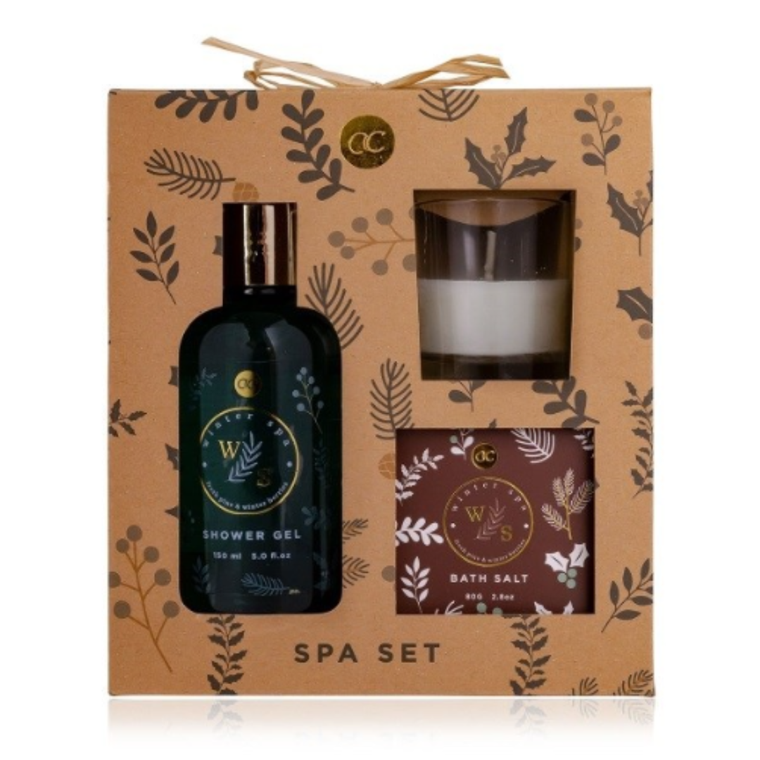 Giftset spa met douchegel 150ml, bazout 80gr en geurkaars
